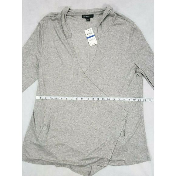 INC Womens Cardigan Gray Varsity Hooded Ribbed - Picture 7 of 8
